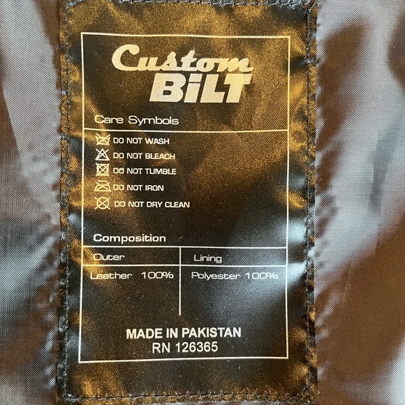 Custom Bilt Button Down Black Leather V-Neck Motorcycle Biker Vest - Picture 7 of 14